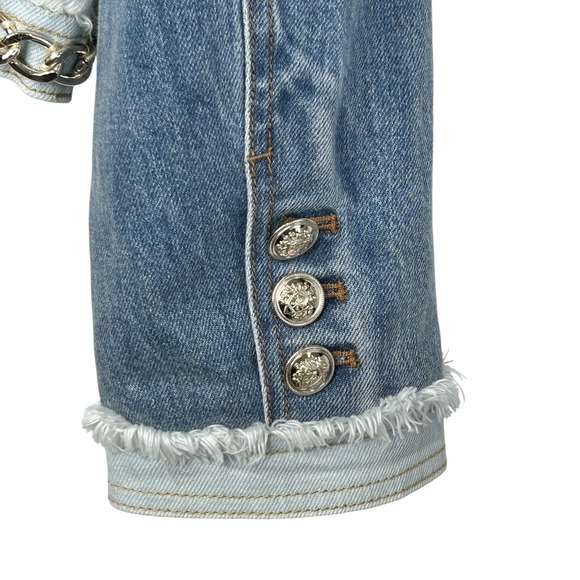 Alice + Olivia Landon Cropped Denim Jacket Large Y2k NYE Designer Party NWT - Picture 7 of 16